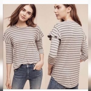 ANTHRO DOLAN Striped Flutter 3/4 Sleeves top